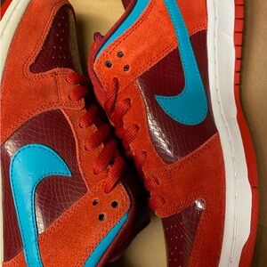 Nike Vibrant Red and Teal Sneakers